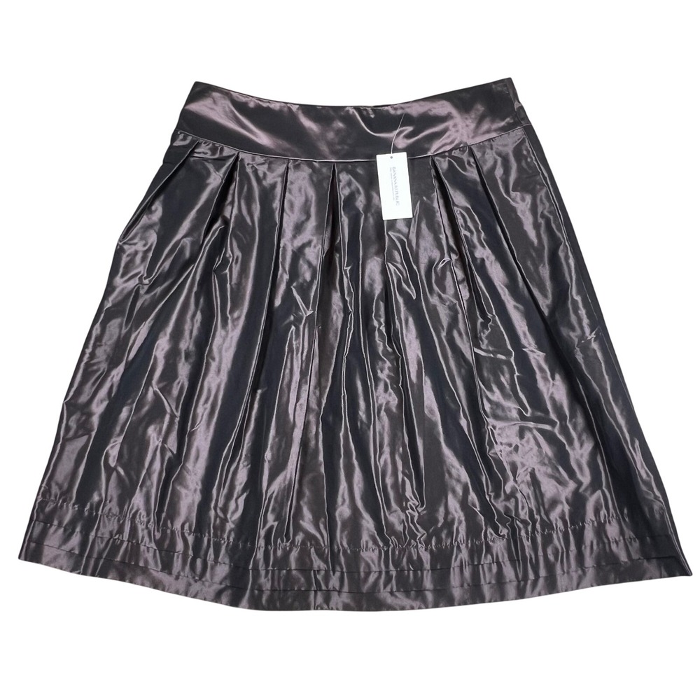 Banana Republic Metallic Bronze‎ Pleated A-Line Skirt 12 Retro Glam Preppy NWT